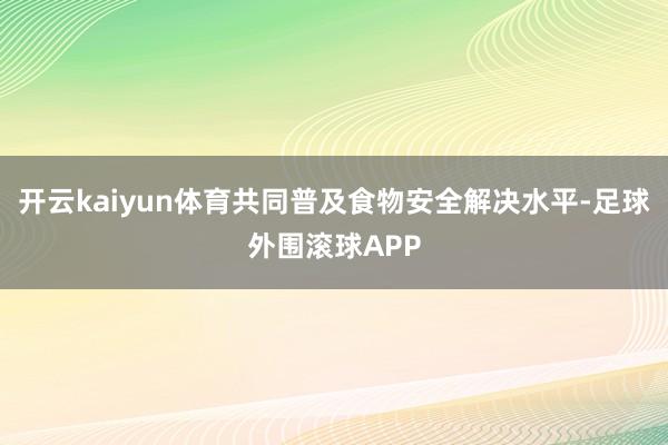 开云kaiyun体育共同普及食物安全解决水平-足球外围滚球APP