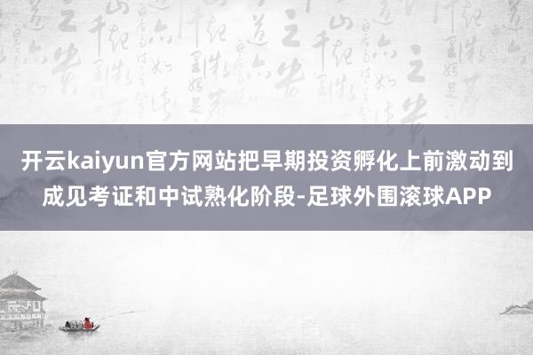 开云kaiyun官方网站把早期投资孵化上前激动到成见考证和中试熟化阶段-足球外围滚球APP