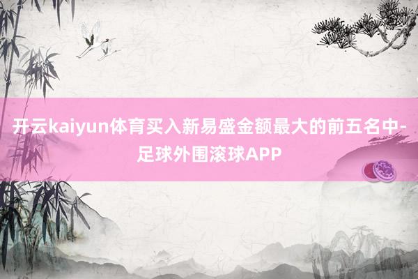 开云kaiyun体育买入新易盛金额最大的前五名中-足球外围滚球APP