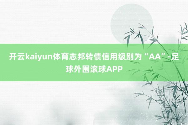 开云kaiyun体育志邦转债信用级别为“AA”-足球外围滚球APP